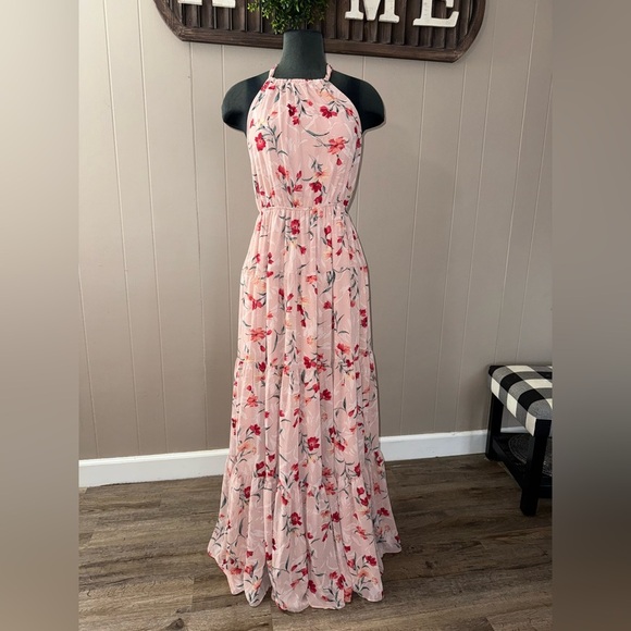 Aakaa Pink Floral Maxi Dress - Picture 1 of 11